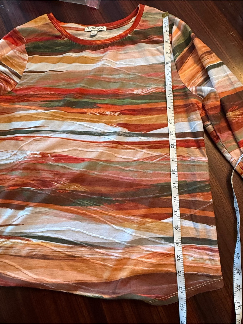 NorthStyle Watercolor Print Crew Neck Multicolor Top Womens M 3/4 Sleeve - Picture 6 of 6
